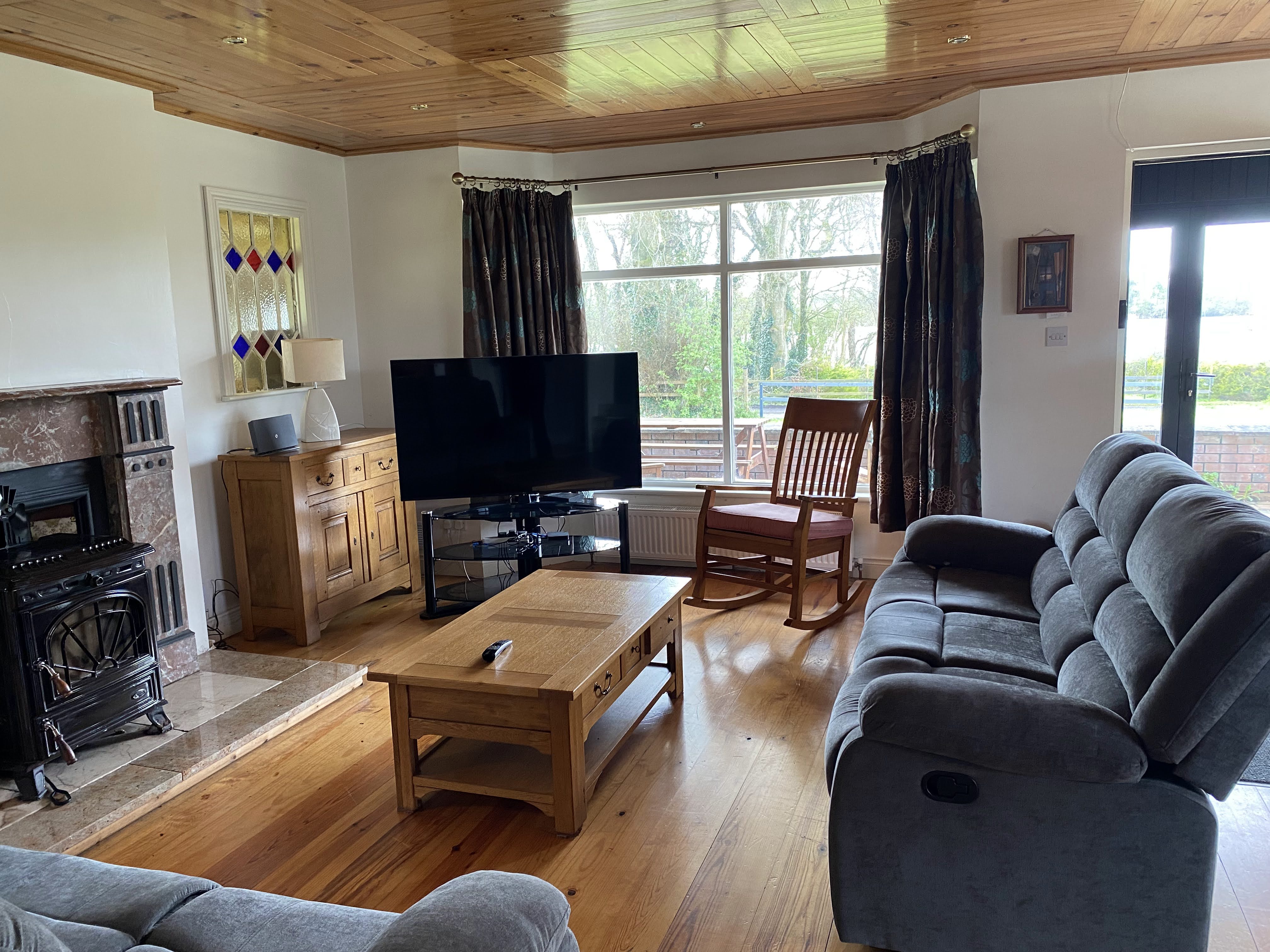 Living room with wood-burning stove